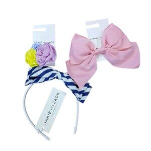 Janie And Jack Hair Accessories Kids Barrette Bow / Headband Bow Bundle NWT Pink